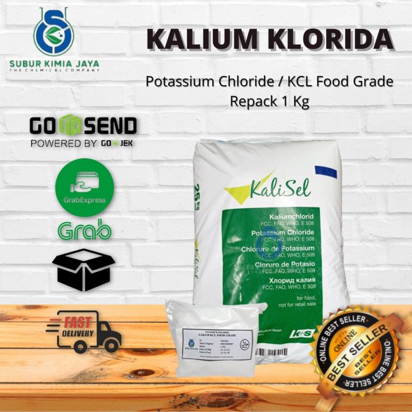 Garam Kalium Klorida FOOD GRADE / Potassium Chloride / Garam KCL putih Halal 1kg