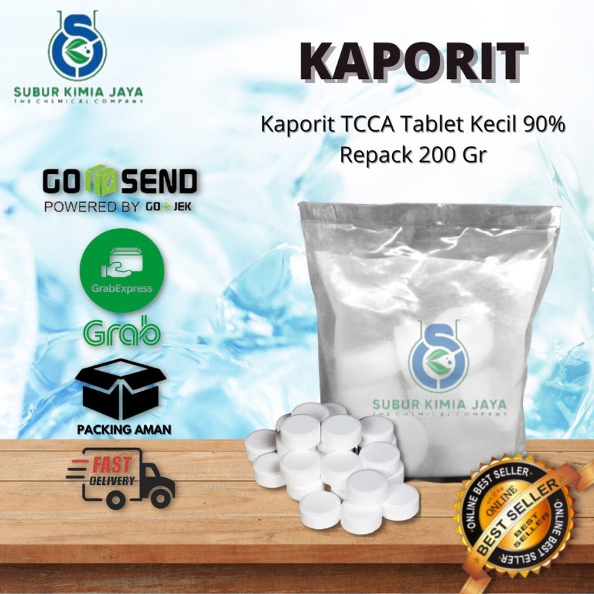 Kaporit Tablet Kecil 90% 200 gr/ Penjernih Air Kolam Berenang
