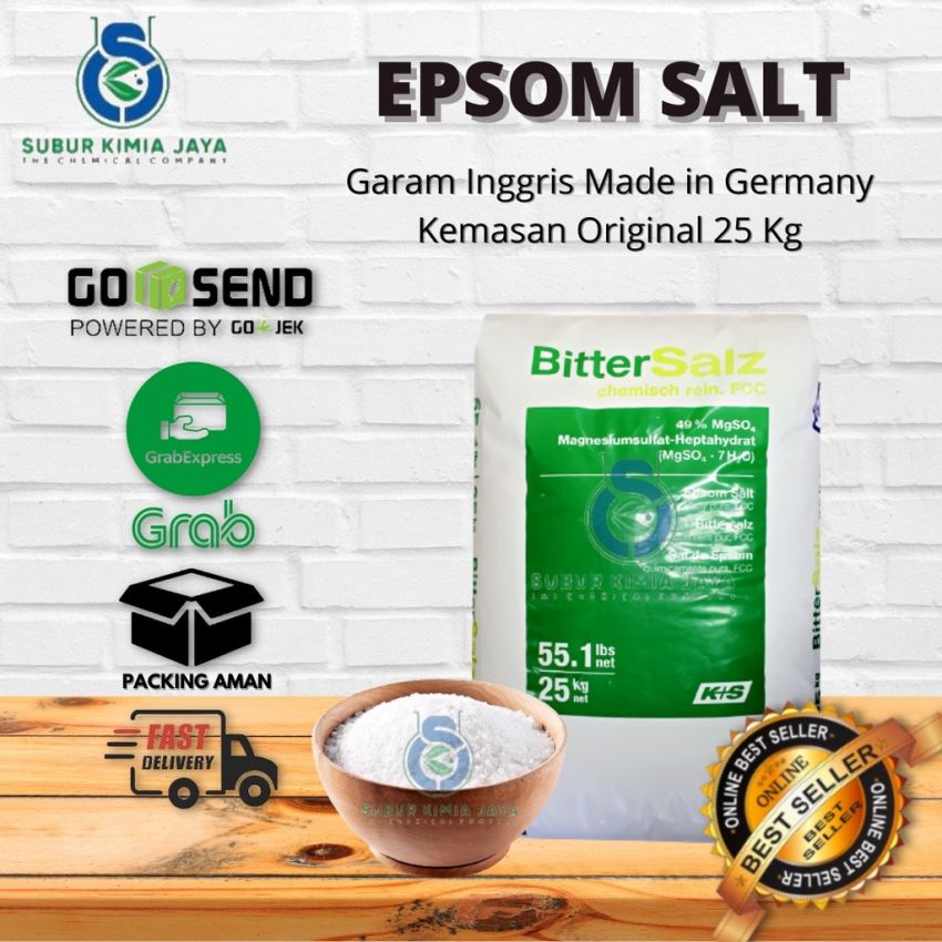 Epsom Salt Germany / Garam Inggris / Magnesium Sulfate / MgSO4 - 25 KG