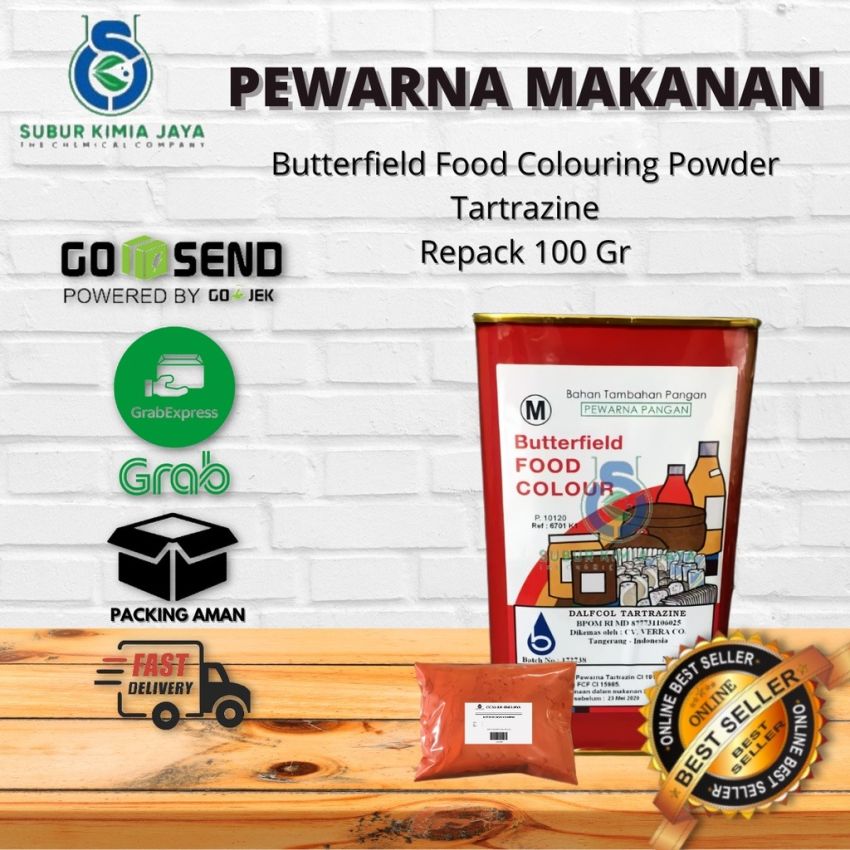 Pewarna Makanan Bubuk Tartrazine 100 gr water base Butterfield