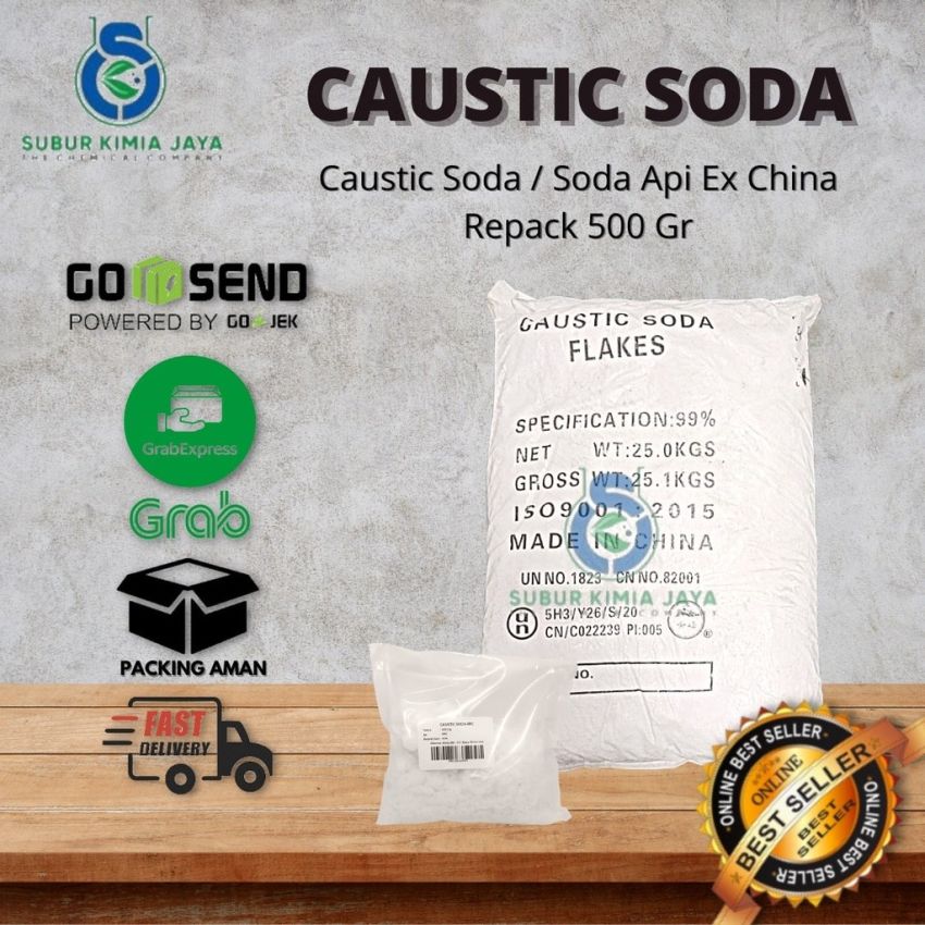 Caustic Soda Ex China / Soda Api / NaOH / Natrium Hydroxide  / Pembersih saluran WC Kloset dan Saluran Pipa / WC mampet 500 Gr