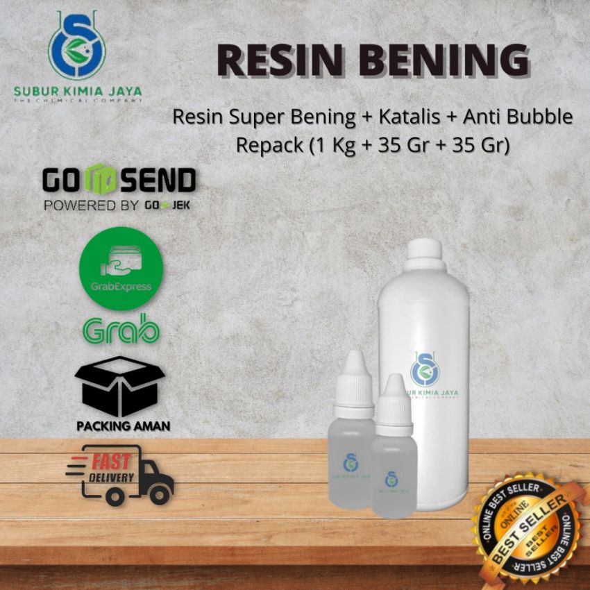 Resin Bening 1 Kg + Katalis 35 ML + Anti Bubble 35 ML