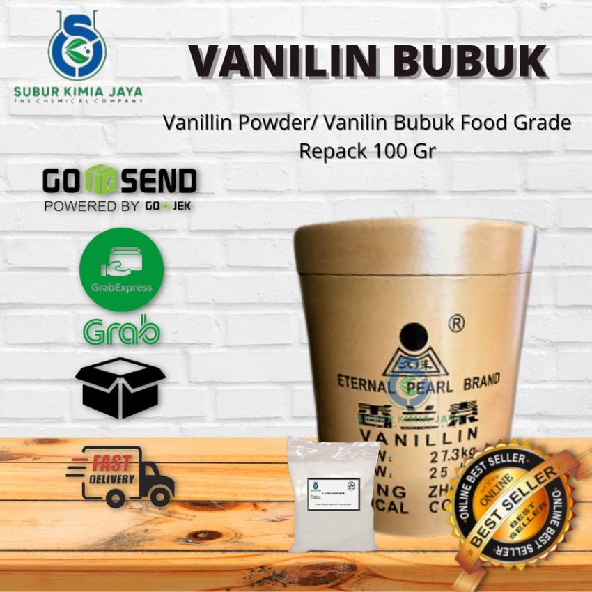 Vanillin / Vanili / Vanilin powder bubuk food grade 100 gr