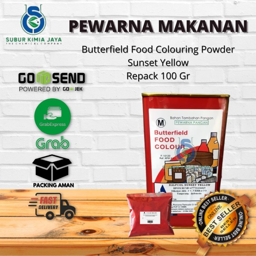 Pewarna Makanan Bubuk Sunset Yellow 100 gr Butterfield