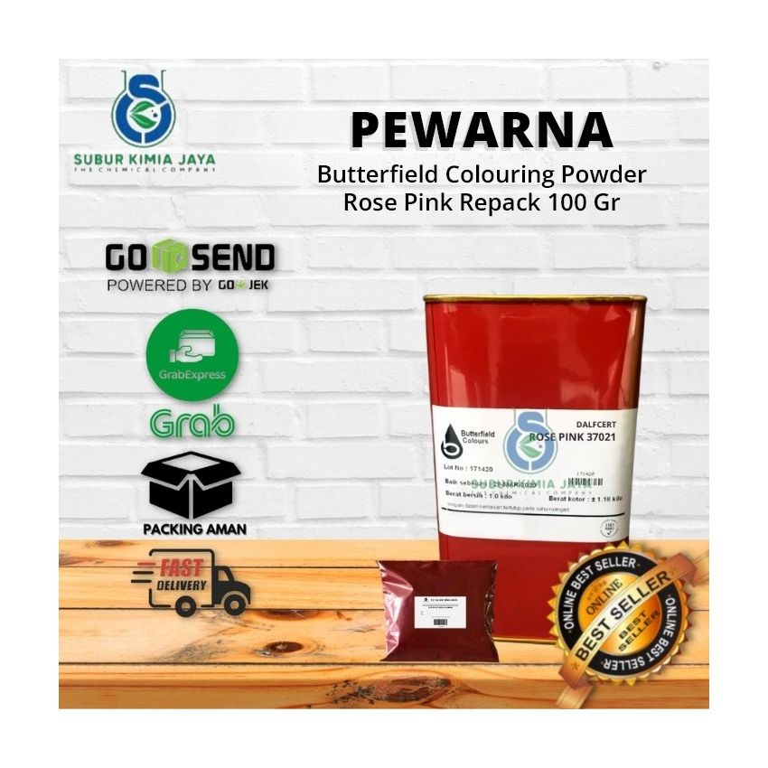 Pewarna bubuk Rose Pink Merah Muda 100 gram Butterfield