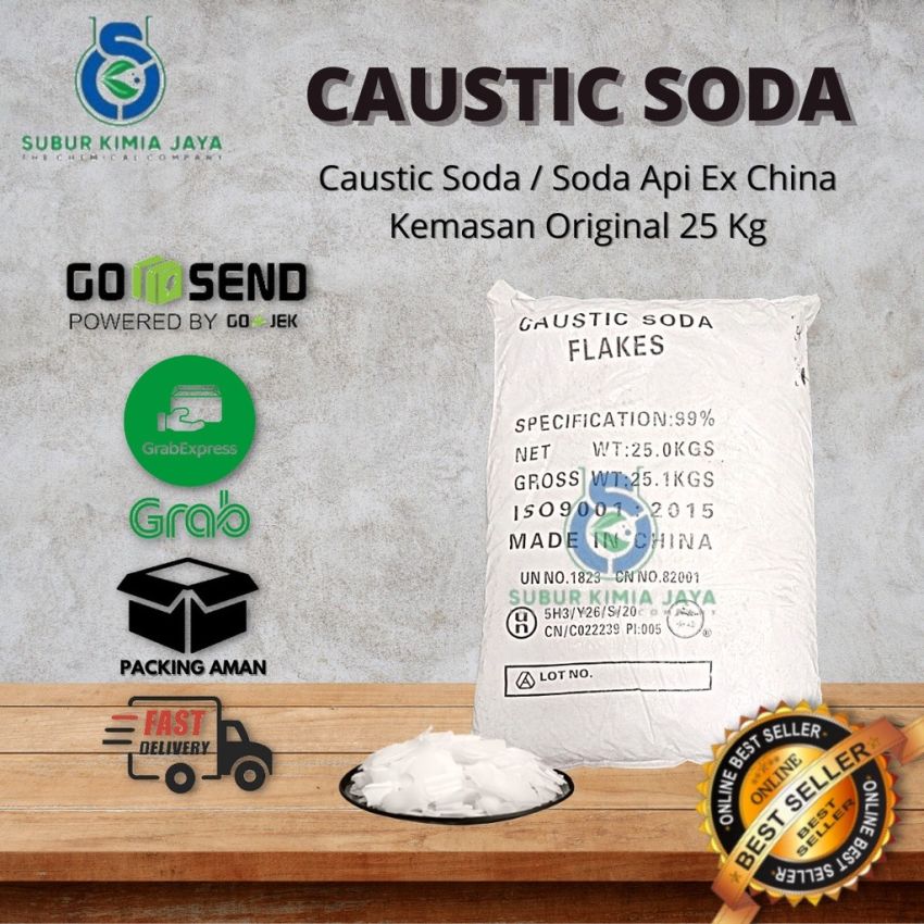 Caustic Soda Ex China / Soda Api / NaOH / Natrium Hydroxide / Pembersih saluran WC Kloset dan Saluran Pipa / WC mampet 25 Kg
