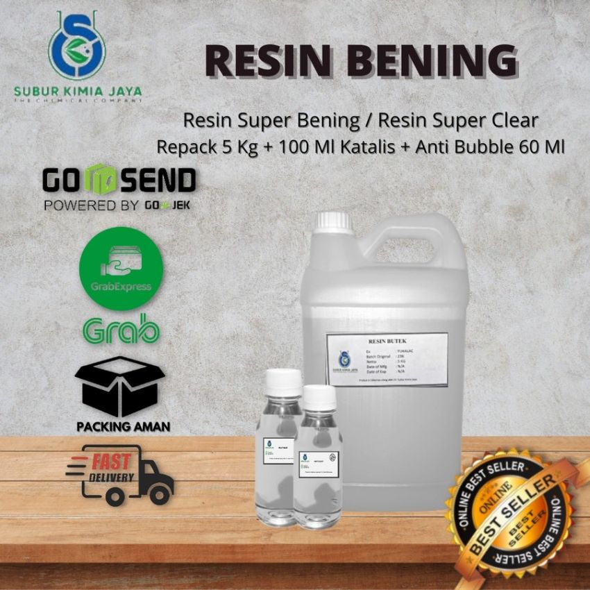 Resin Bening 5 KG + Katalis 100 ML + Anti Bubble 60 ML