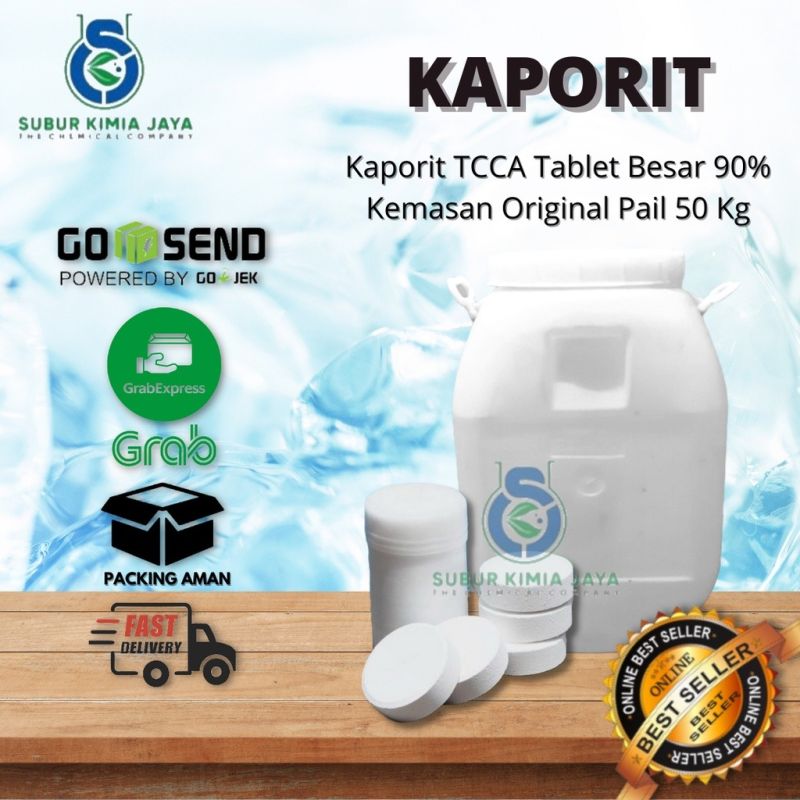 KAPORIT TABLET BESAR 90% TCCA 50 KG 1 PAIL/ Penjernih Air