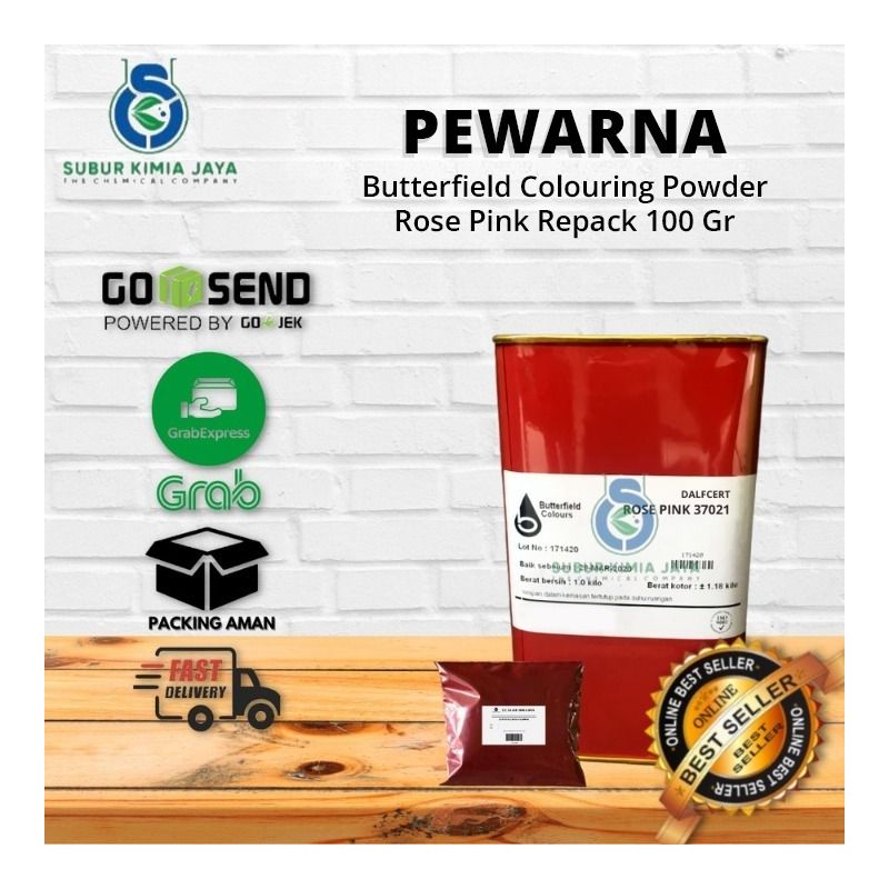 Pewarna bubuk Rose Pink Merah Muda 100 gram Butterfield