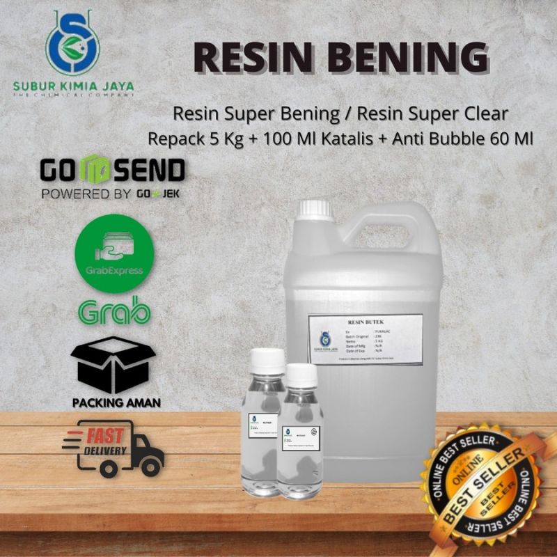 Resin Bening 5 KG + Katalis 100 ML + Anti Bubble 60 ML