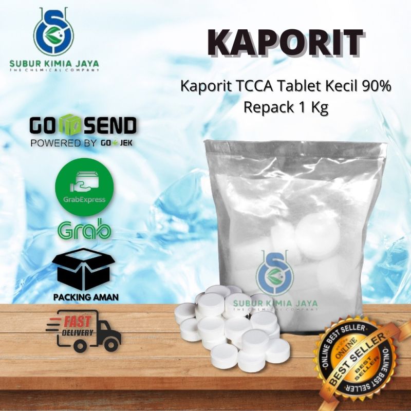 Kaporit Tablet 90% (kecil) / Chlorine Tablet 90% (kecil) 1 Kg/ Penjernih Air Kolam Berenang