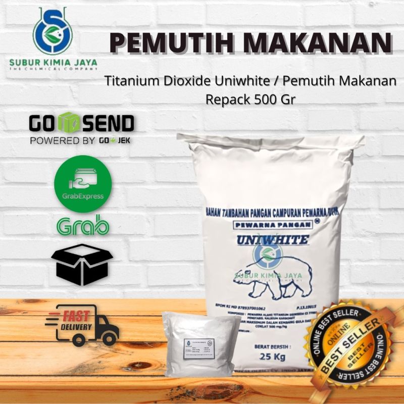 Pewarna Makanan / Titanium Dioxide Uniwhite Food Grade HALAL MUI 500 GR