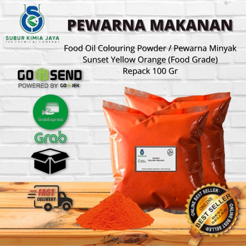 Pewarna Bubuk Oil Minyak Sunset Yellow Orange 100 gr